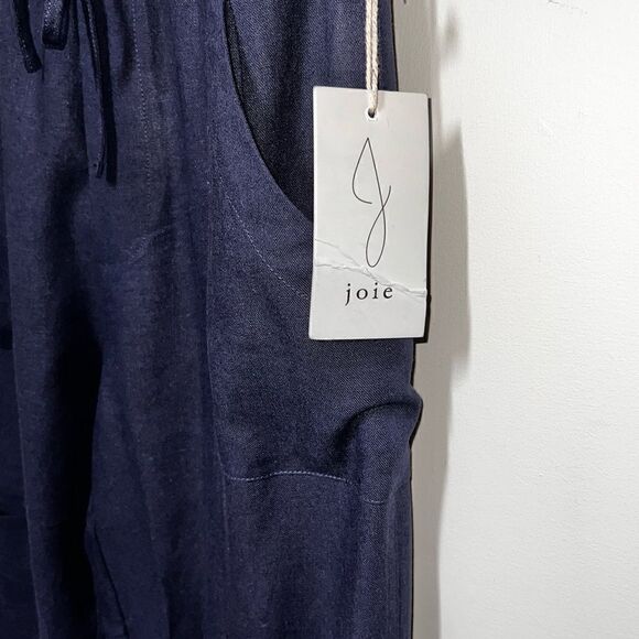 NWT Anthropologie Joie Navy Linen Pull on Relaxed Cargo Ankle Pants Womens Sz M - Picture 5 of 8